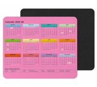 Vixar Calendar 2025 Mouse mat pad for UK with Holiday Non Slip PC Desktop Laptop for Office home (Pink)
