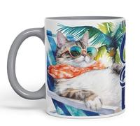 Vixar Cat Lover I Work Hard so My cat can Have a Better Life Coloured Ceramic Mug Cup Gift 330ml 11oz Work Office Tea Coffee (Grey)