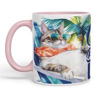 Vixar Cat Lover I Work Hard so My cat can Have a Better Life Coloured Ceramic Mug Cup Gift 330ml 11oz Work Office Tea Coffee (Pink)