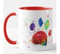 Vixar Cat Paw Pawprint Bridge cat Watercolour Art Coloured Mug Cup Gift Birthday Work Office Christmas Tea Coffee (Red)