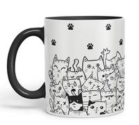 Vixar Cats mom dad Paws cat Lovers Coloured Ceramic Mug Cup Gift 330ml 11oz Work Office Tea Coffee (Black)