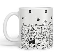 Vixar Cats mom dad Paws cat Lovers Coloured Ceramic Mug Cup Gift 330ml 11oz Work Office Tea Coffee (White)