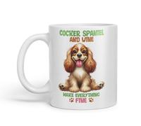 Vixar Cocker Spaniel and Wine Make Everything Fine Dog Mug - Coloured Ceramic Mug Cup Gift, 11oz (White)