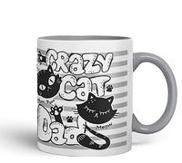 Vixar Crazy Cat Dad Ceramic Mug Coloured Mug Cup Gift Tea Coffee Father's Day Christmas (Grey)