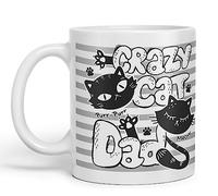 Vixar Crazy Cat Dad Ceramic Mug Coloured Mug Cup Gift Tea Coffee Father's Day Christmas (White)