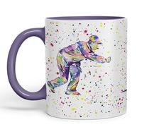 Vixar Crown Green Bowling Bowler Male Watercolour Ceramic Coloured Mug Cup for Tea Coffee Hot Brew 330ml 11Oz Gift (Purple)