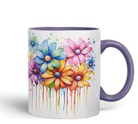 Vixar Daisy Meadow Mug Coloured Ceramic Mug Cup Gift, 11oz (Purple)