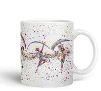 Vixar Dance Dancer Ballet Watercolour Ceramic Coloured Mug Cup for Tea Coffee Hot Brew 330ml 11Oz Gift (White)
