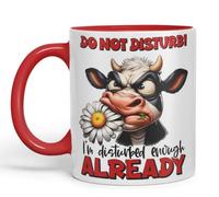 Vixar Do Not Disturb - I’m Disturbed Enough Already Coloured Ceramic Mug Cup 11oz Funny Sarcastic Gift (Red)