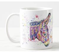 Vixar Donkey Farm Animal Watercolour Rainbow Art Coloured Mug Cup, Gift, Birthday, Work, Office, Christmas Tea Coffee (White)