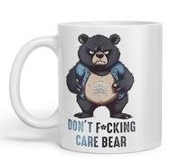 Vixar Don't F**g Care Bear Sarcastic Joke Ceramic Coloured Mug Cup for Tea Coffee Hot Brew 330ml 11Oz (White)