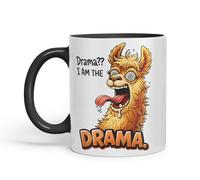 Vixar Drama I Am The Drama Llama Coloured Ceramic Mug Cup Gift, 11oz (Black)