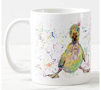 Vixar Ducklink Duck Baby Farm Animal Watercolour Rainbow Art Coloured Mug Cup, Gift, Birthday, Work, Office, Christmas Tea Coffee (White)