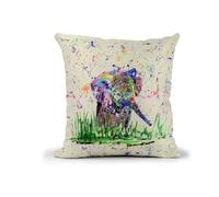 Vixar Elephant Animals Watercolour Rainbow Art Linnen Cushion With filling or cover only, 40x40cm, gift, christmas, Birthday (cover only)
