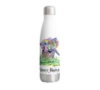 Vixar Elephant Baby Personalised Custom Bottle with your Text/name Watercolour Safari Animals Bottle Double Wall Insulated Stainless Steel Sport Drinks 500ml