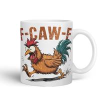 Vixar F-Caw-F Sarcastic Chicken Coloured Ceramic Mug Cup Gift Funny Sarcastic 330ml (White)