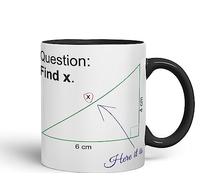Vixar Find X Mug Cup Mathematics Maths Question Teacher Professor Student Ceramic Coloured Mug Present Gift (Black)