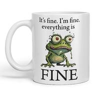 Vixar Frog It's fine I'm fine Everything is fine Ceramic Mug Coloured Mug Cup Gift Tea Coffee Father's Day Christmas (White)