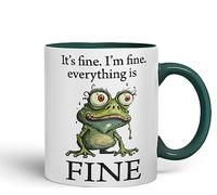 Vixar Frog It's OK I got it all right Ceramic Mug Colored Mug Cup Gift Tea Coffee Father's Day Christmas (D Green)