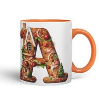 Vixar Ginger Letter A Alphabet Monogram Letters Letter Gingerbread Man Baked Joke sarkasm Sarcastic Ceramic Coloured Mug Cup for Tea Coffee Hot Brew 330ml 11Oz Gift