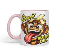 Vixar Go Bananas Already Did Funny Monkey Mug - Coloured Ceramic Mug Cup Gift, 11oz (Pink)