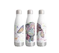 Vixar Goat Farm Animal Watercolour rainbow art Bottle double Wall insulated Stainless steel sport Drinks 500ml WHITE Gift ideal for school work office Oudoor sports keeps Hot and Cold Drinks