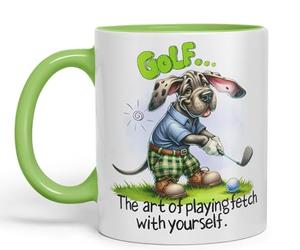 Vixar Golf … The Art of playingfetch with Your self, Joke sarkasm Ceramic Coloured Mug Cup for Tea Coffee Hot Brew 330ml 11Oz Gift (L Green)