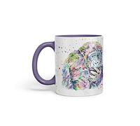 Vixar Gorilla Ape Monkey Animals Watercolour Art Coloured Mug Cup Gift Birthday Work Office Tea Coffee (Purple)