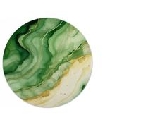 Vixar Green Marble Round Mouse Mat - Gold Effect Fabric Mouse Pad with 5mm Non-Slip Rubber Base, 202mm (Green)