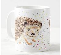 Vixar Hedgehog British Wildlife Hand Painted Design Watercolour Art Coloured Mug Cup Gift Birthday Work Office Christmas Tea Coffee (White)