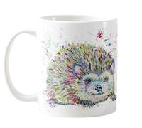 Vixar Hedgehog Watercolour Rainbow Art Wildlife Coloured Mug Cup, Gift, Birthday, Work, Office, Christmas Tea Coffee (White)