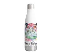 Vixar Hippopotamus Hippo Personalised Custom Bottle with your Text/name Watercolour wild animal Bottle double Wall insulated Stainless steel sport Drinks 500ml