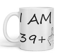 Vixar I am 39 + 1 Man Hand Ceramic 330 ml, 11oz Coloured Mug Cup Gift Coffee Tea Happy Birthday Turning 40 Years Old as a Joke Celebration 40th Birthday Gift idea (White)