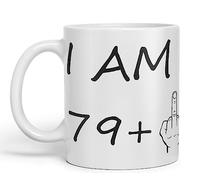 Vixar I am 79 + 1 Men Male Hand Ceramic 330 ml, 11oz Coloured Mug Cup Gift Coffee Tea Happy Birthday Turning 80 Years Old as a Joke Celebration 80th Birthday Gift idea (White)