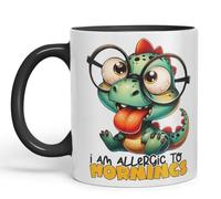 Vixar I Am Allergic to Mornings Coloured Ceramic Mug Cup 11oz Funny Sarcastic Gift (Black)