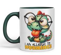 Vixar I Am Allergic to Mornings Coloured Ceramic Mug Cup 11oz Funny Sarcastic Gift (Dark Green)