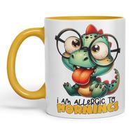 Vixar I Am Allergic to Mornings Coloured Ceramic Mug Cup 11oz Funny Sarcastic Gift (Gold Yellow)