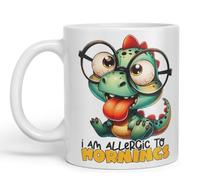 Vixar I Am Allergic to Mornings Coloured Ceramic Mug Cup 11oz Funny Sarcastic Gift (White)