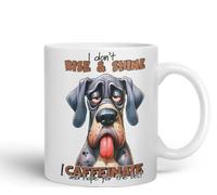 Vixar I Don’t Rise & Shine - I Caffeinate and Hope for The Best Sarcastic Great Dane Dog Mug, Coloured Ceramic Cup 11oz (White)