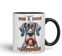 Vixar I Don’t Rise & Shine - I Caffeinate and Hope for The Best Sarcastic Great Dane Dog Mug, Coloured Ceramic Cup 11oz (Black)