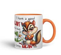 Vixar I Have a Good Heart But This Mouth Funny Squirrel - Coloured Ceramic Mug Cup Gift, 11oz (Orange)