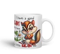Vixar I Have a Good Heart But This Mouth Funny Squirrel - Coloured Ceramic Mug Cup Gift, 11oz (White)
