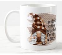 Vixar I Pretend Coffee Helps but I'm Still a Bitch Gnome Joke Novelty Coloured Mug Cup Gift Birthday Work Office Christmas Tea Coffee (White)