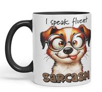 Vixar I Speak Fluent Sarcasm Coloured Ceramic Mug Cup 11oz Funny Sarcastic Gift (Black)