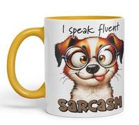 Vixar I Speak Fluent Sarcasm Coloured Ceramic Mug Cup 11oz Funny Sarcastic Gift (Gold Yellow)