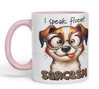 Vixar I Speak Fluent Sarcasm Coloured Ceramic Mug Cup 11oz Funny Sarcastic Gift (Pink)