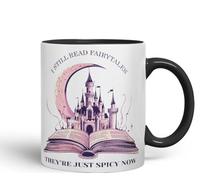 Vixar I Still Read Fairytales - They’re Just Spicy Now Coloured Ceramic Mug Cup Gift, 11oz (Black)