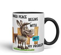 Vixar Inner Peace Begins with Not My Problem Sarcastic Donkey Coloured Ceramic Mug Cup Gift 11oz (Black)