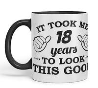 Vixar It Took me 18 Years to Look This Good Happy Birthday Ceramic Coloured Mug Cup Gift Coffee Tea (Black)