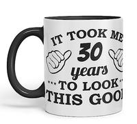 Vixar It Took me 30 Years to Look This Good Happy Birthday Ceramic Coloured Mug Cup Gift Coffee Tea (Black)